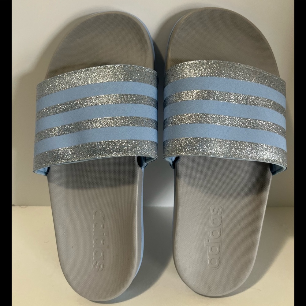 Cute adidas Cloudfoam adilette Comfort Glow Blue Sandals Slides CF. Like New